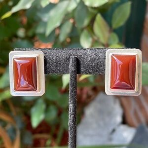 Sterling Silver ATI Mexico 925 Pierced Earrings with Semi-precious Stones